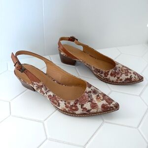 Sundance Brown Floral Slingback Heels